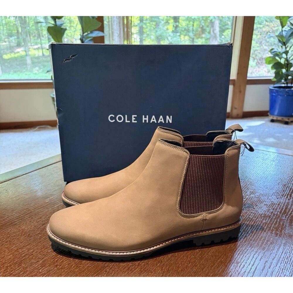 Cole Haan Midland Lug Chelsea Leather Boots Men's 11.5M In Truffle Nubuck NIB - Picture 4 of 7
